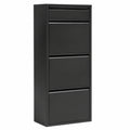 Meuble ¨¤ Chaussures Noir ¨¤ 4 Compartiments Pliants pour 6 Paires