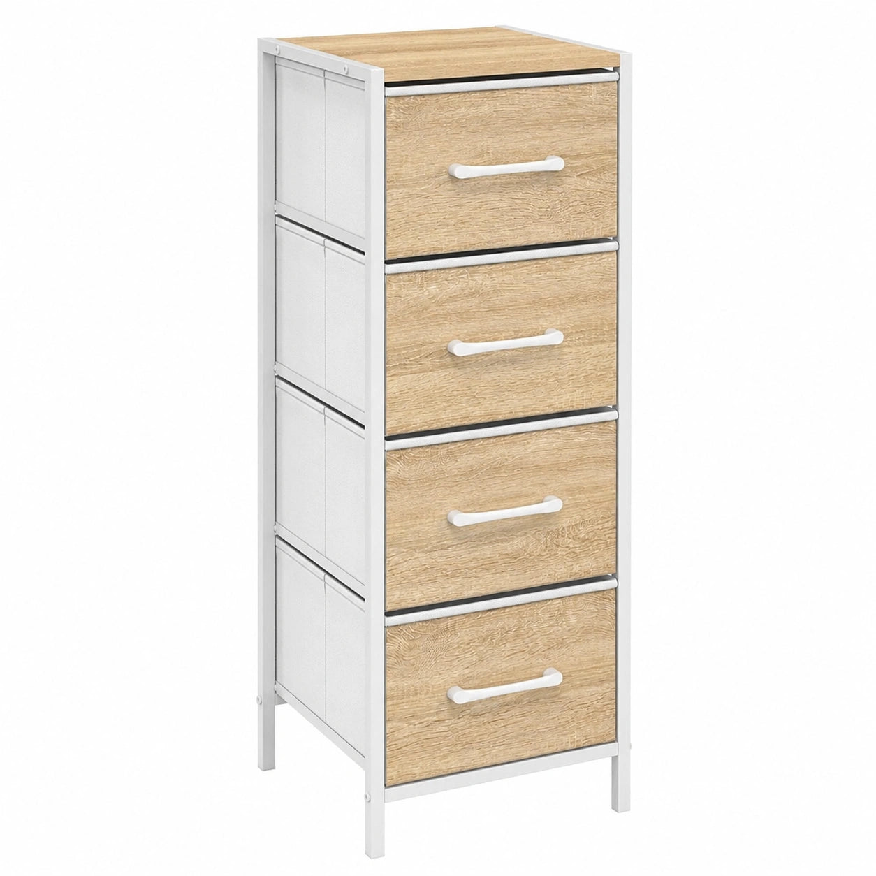 Chiffonnier 4 Tiroirs Bois et Blanc Design Industriel