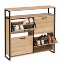 Armoire ¨¤ chaussures 4 portes avec ¨¦tag¨¨re, design industriel, 16 paires