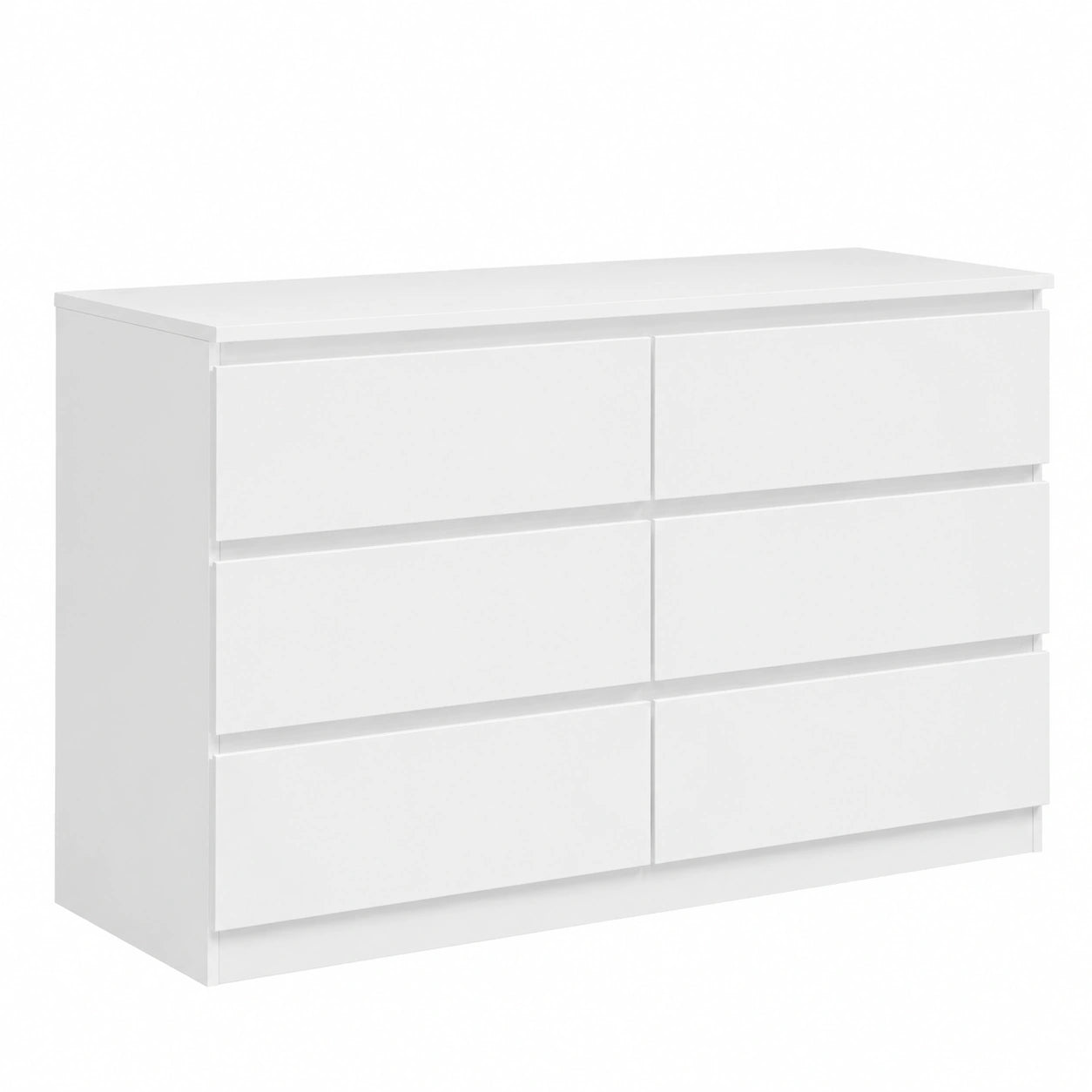 Commode Moderne avec 6 Tiroirs en Bois 120x40x75 cm Blanc