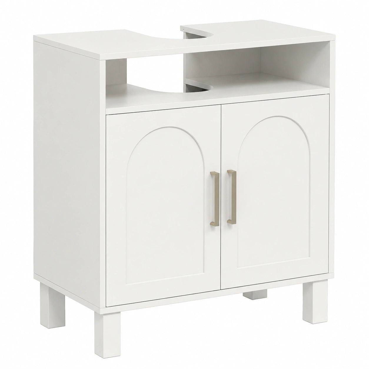 Meuble de Salle de Bain sous Lavabo avec ¨¦tag¨¨re R¨¦glable, Blanc