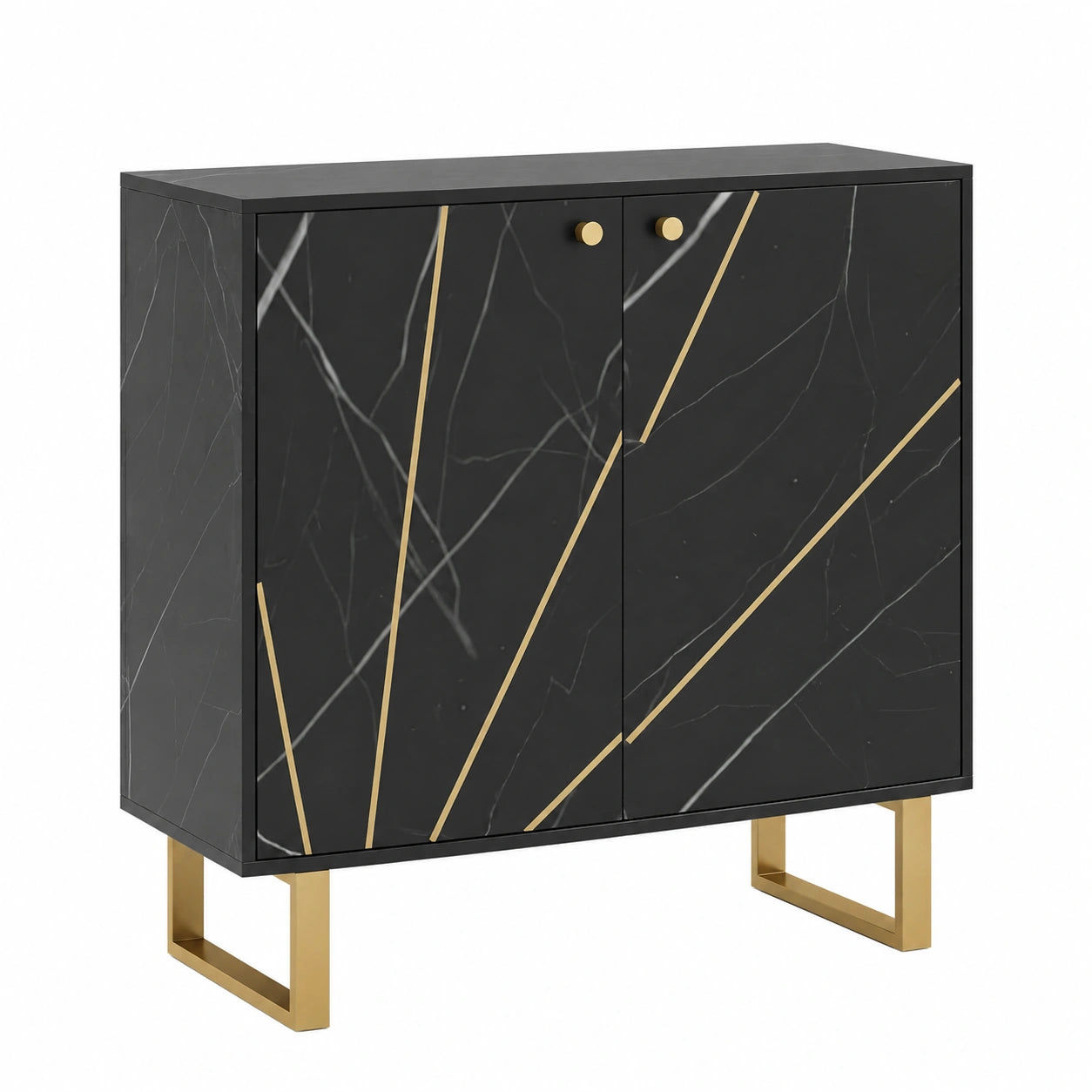 Buffet de Rangement Moderne avec ¨¦tag¨¨re R¨¦glable et Pieds en M¨¦tal