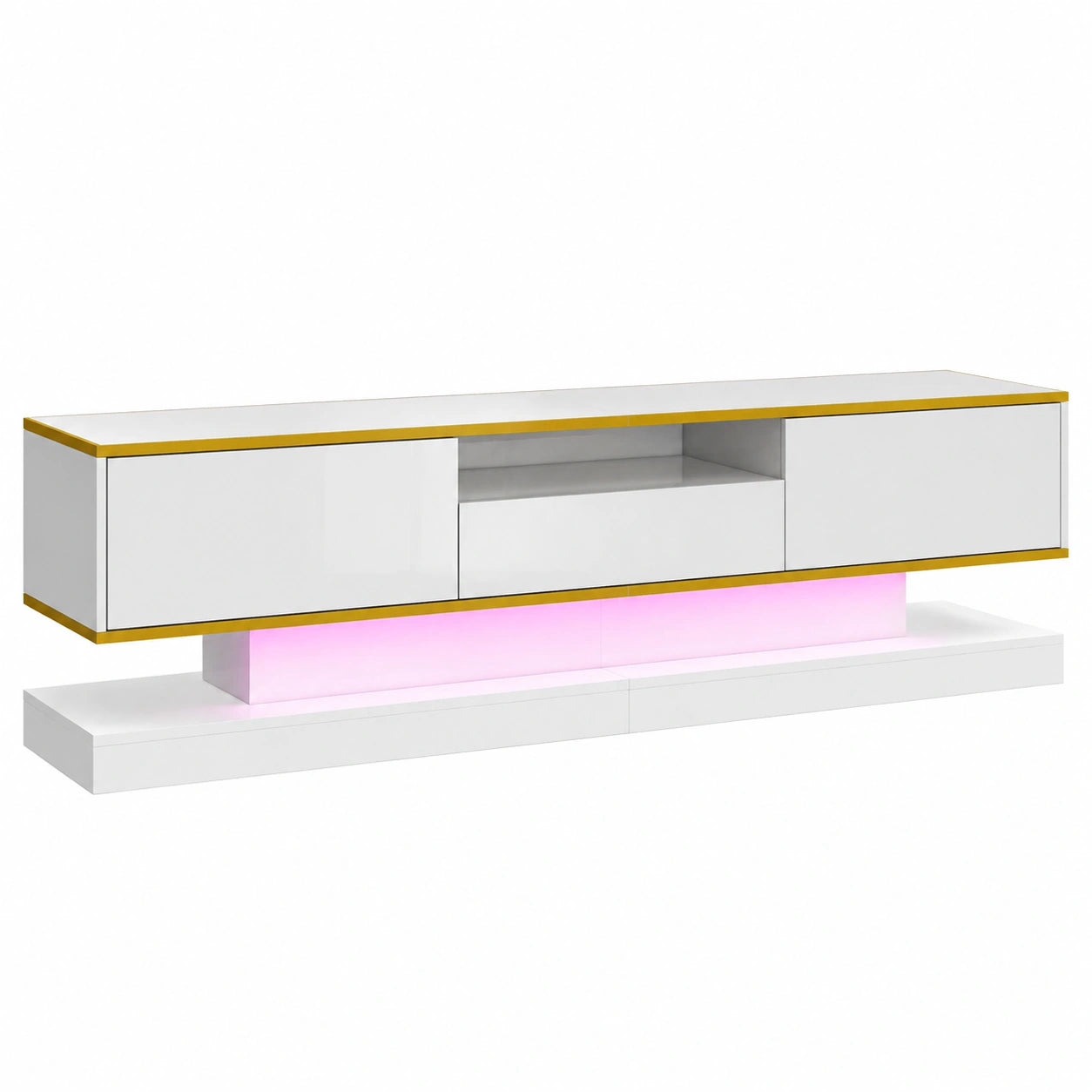 Meuble TV moderne avec ¨¦clairage LED et rangement fonctionnel