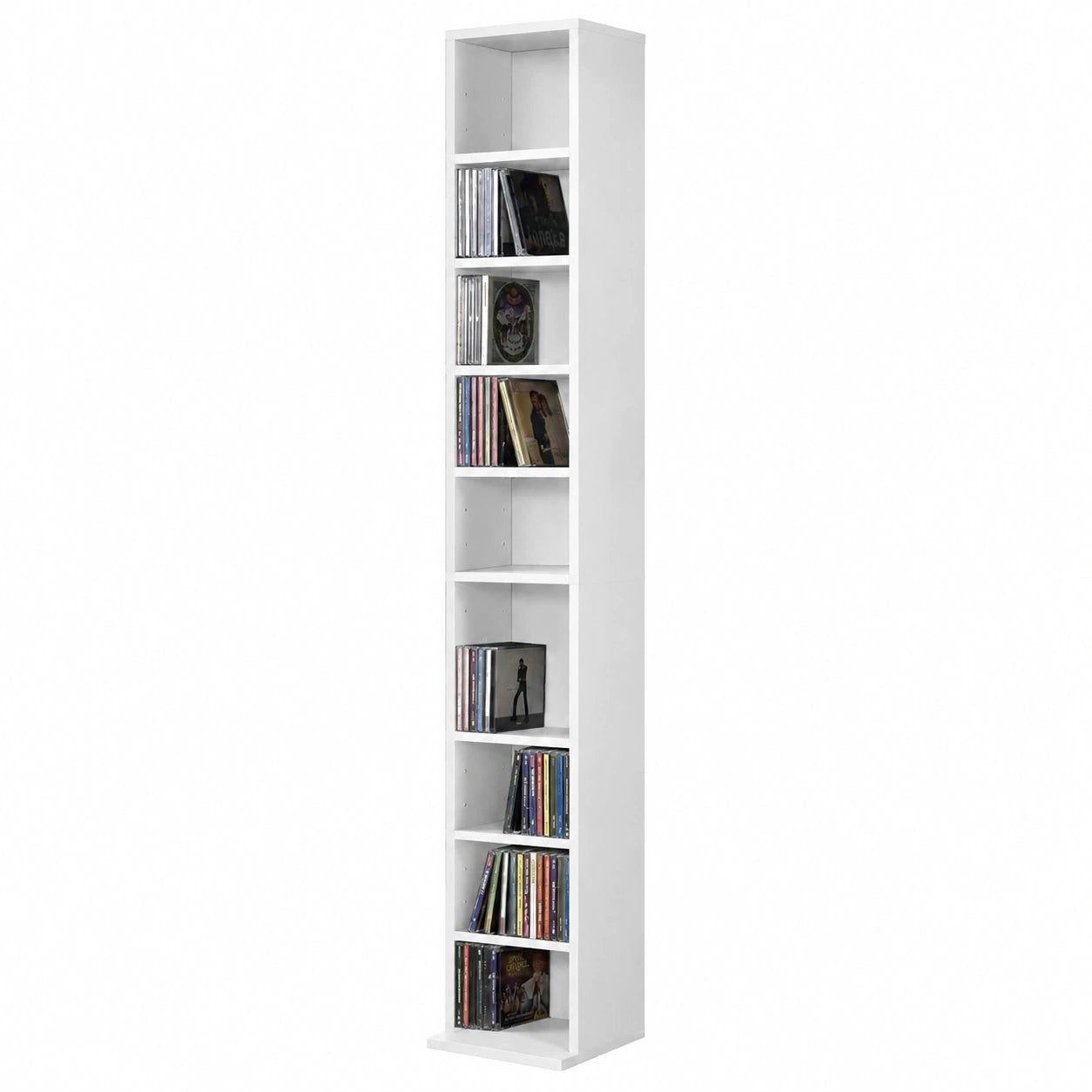 ¨¦tag¨¨re de Rangement pour DVD avec 12 Compartiments Ajustables - Blanc
