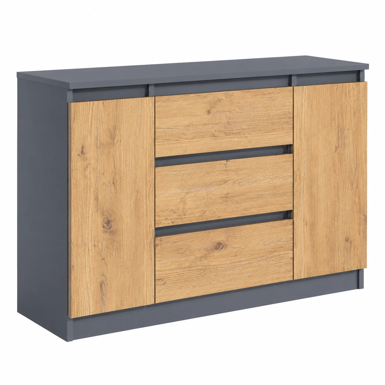 Commode de Chambre Spacieuse avec Portes et Tiroirs - Design Moderne Anthracite