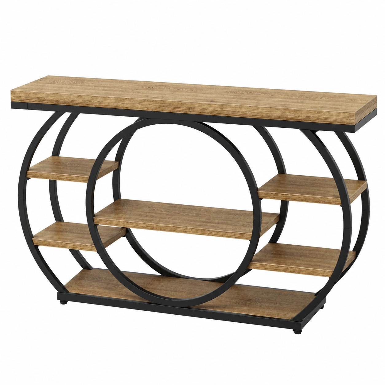 Table Console ¨¦troite Industrielle avec ¨¦tag¨¨res Rustiques