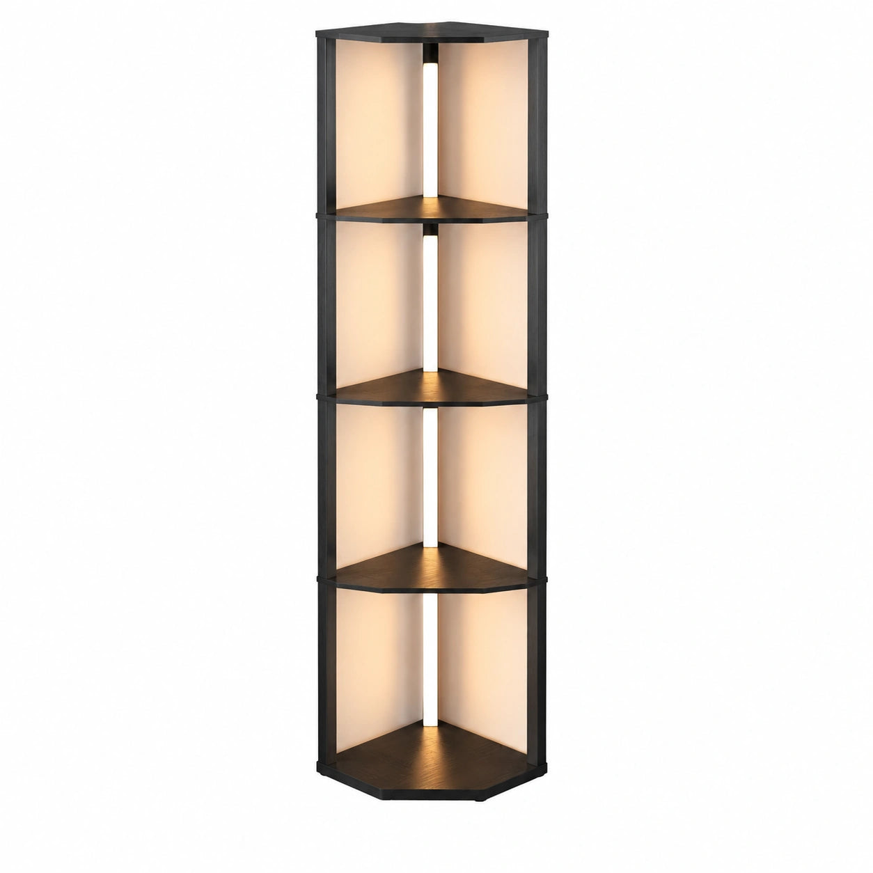 Lampadaire avec ¨¦tag¨¨res et Lampe LED, Temp¨¦rature Ajustable, Noir