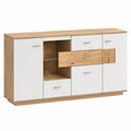 Grande commode moderne avec portes et tiroirs, meuble de rangement polyvalent