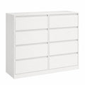 Commode Moderne ¨¤ 8 Tiroirs pour Chambre, 40 x 119,4 x 97,5 cm, Blanche