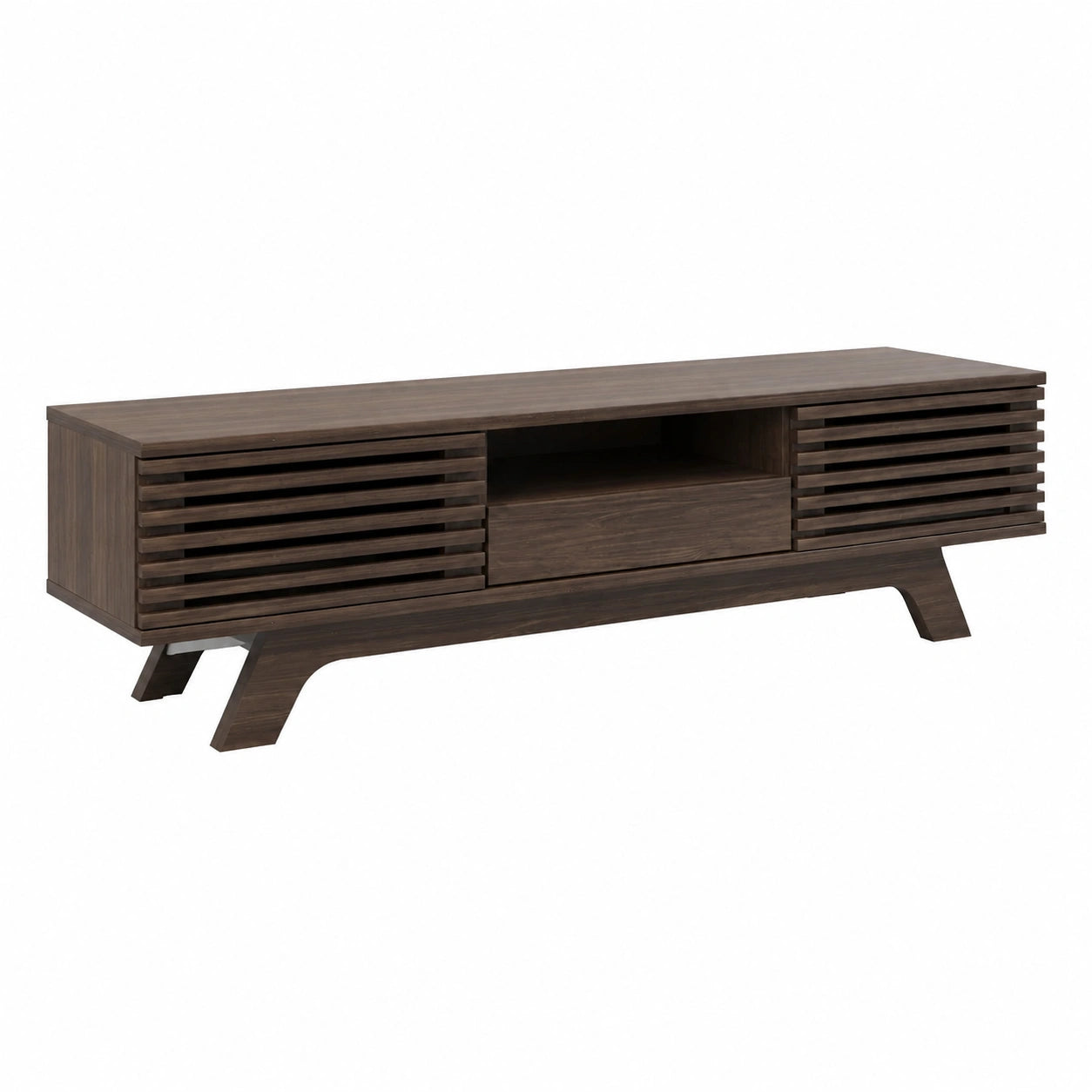 Meuble TV en bois avec tiroir et portes, rangement multim¨¦dia vintage
