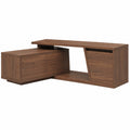 Meuble TV d'angle extensible avec rangement ouvert et tiroirs