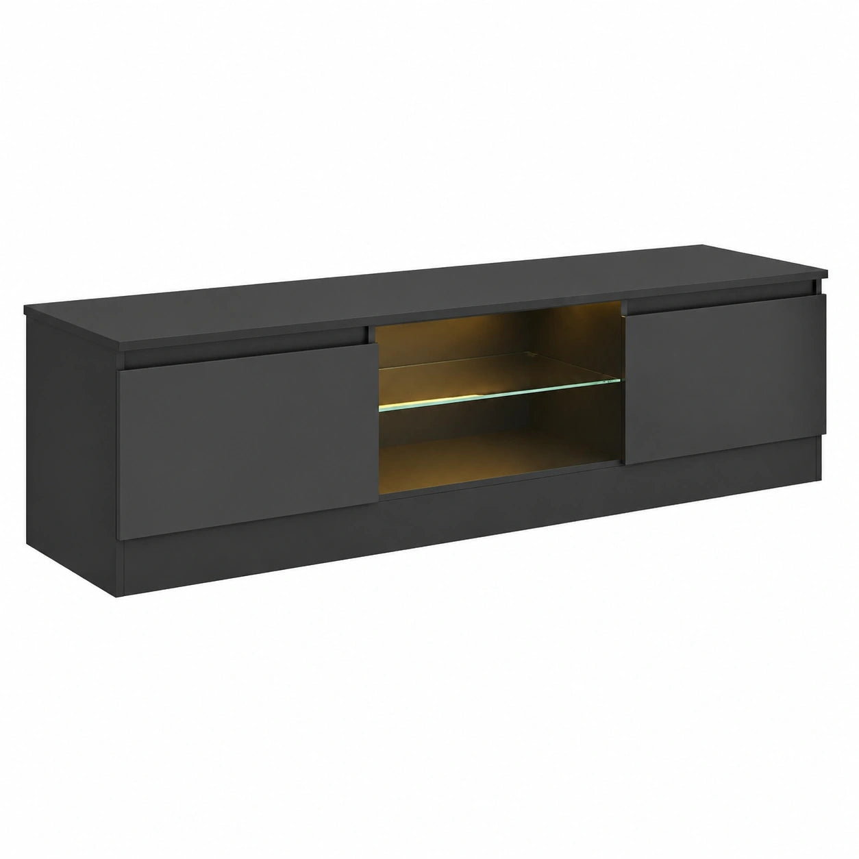 Meuble TV ¨¤ LED multicolores, 160 cm, 2 portes, id¨¦al pour salon et chambre
