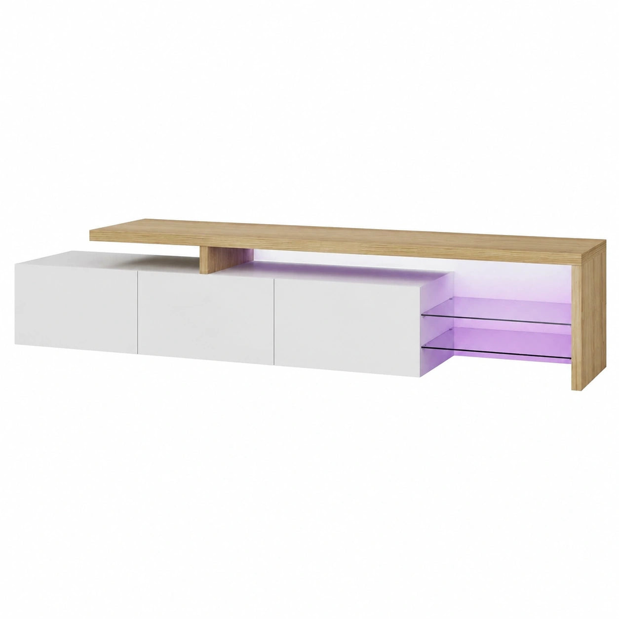 Meuble TV bas avec ¨¦clairage LED et espace de rangement