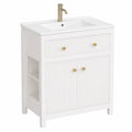 Meuble de salle de bain avec lavabo en c¨¦ramique, design moderne, tiroir ¨¤ fermeture douce