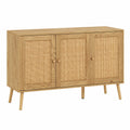 Buffet de Rangement en Bois Naturel avec ¨¦tag¨¨re R¨¦glable et Portes en Cannage