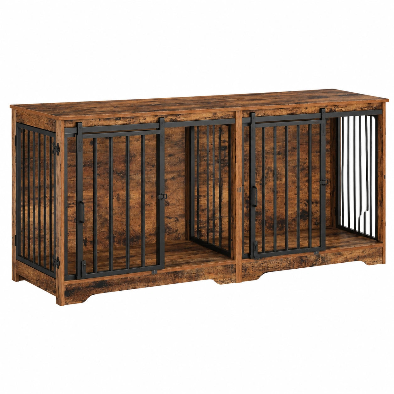 Meuble TV avec Cage Double pour Chiens Moyens et Grands