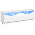 Meuble TV Moderne avec ¨¦clairage LED et Portes en Verre