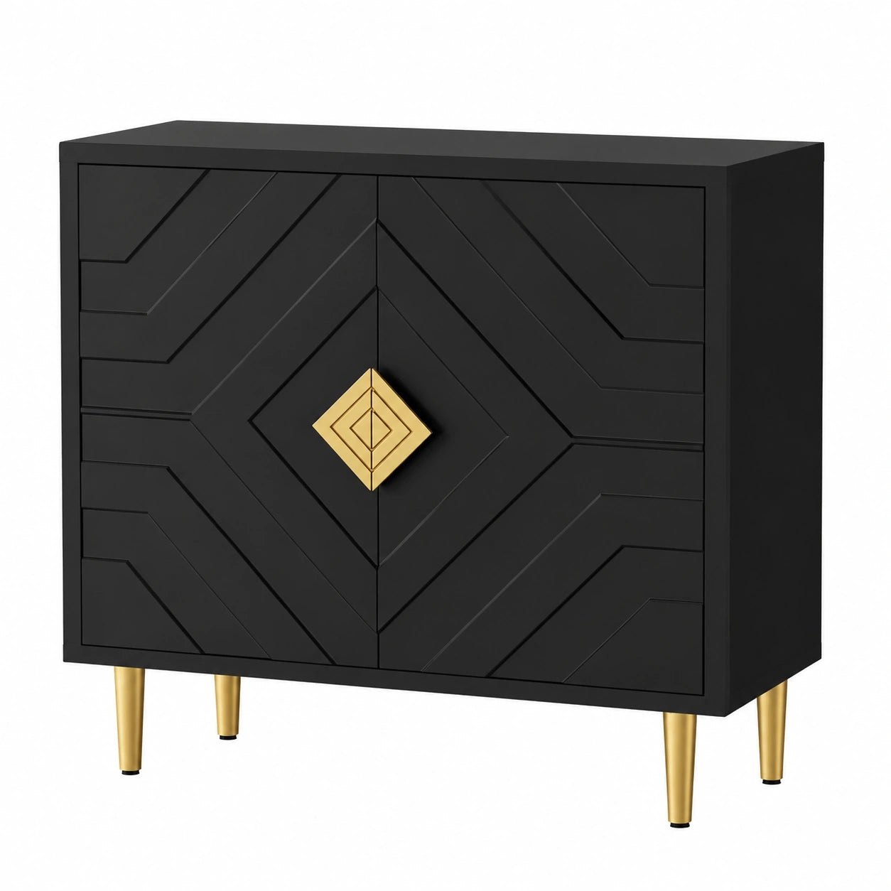 Buffet moderne 2 portes avec design g¨¦om¨¦trique en relief, armoire multifonction pour salon, cuisine et chambre, 4 couleurs disponibles
