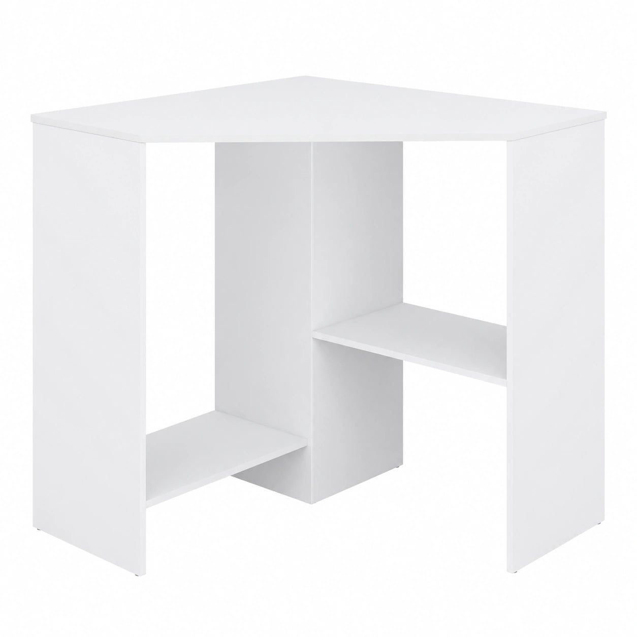 Bureau d'angle en bois avec ¨¦tag¨¨res pour ordinateur