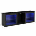 Meuble TV LED RGB avec ¨¦tag¨¨res r¨¦glables et niches de rangement