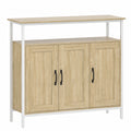 Buffet industriel en bois naturel avec 3 portes et ¨¦tag¨¨res r¨¦glables