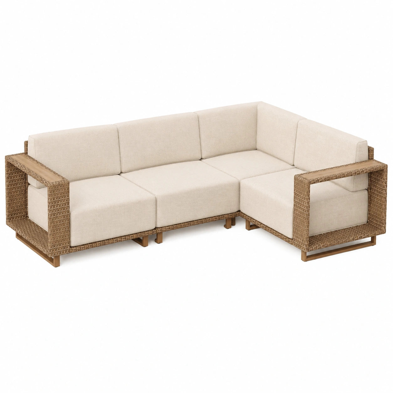 Ensemble de meubles de jardin en rotin avec coussins ¨¦pais et design ergonomique pour 4 personnes